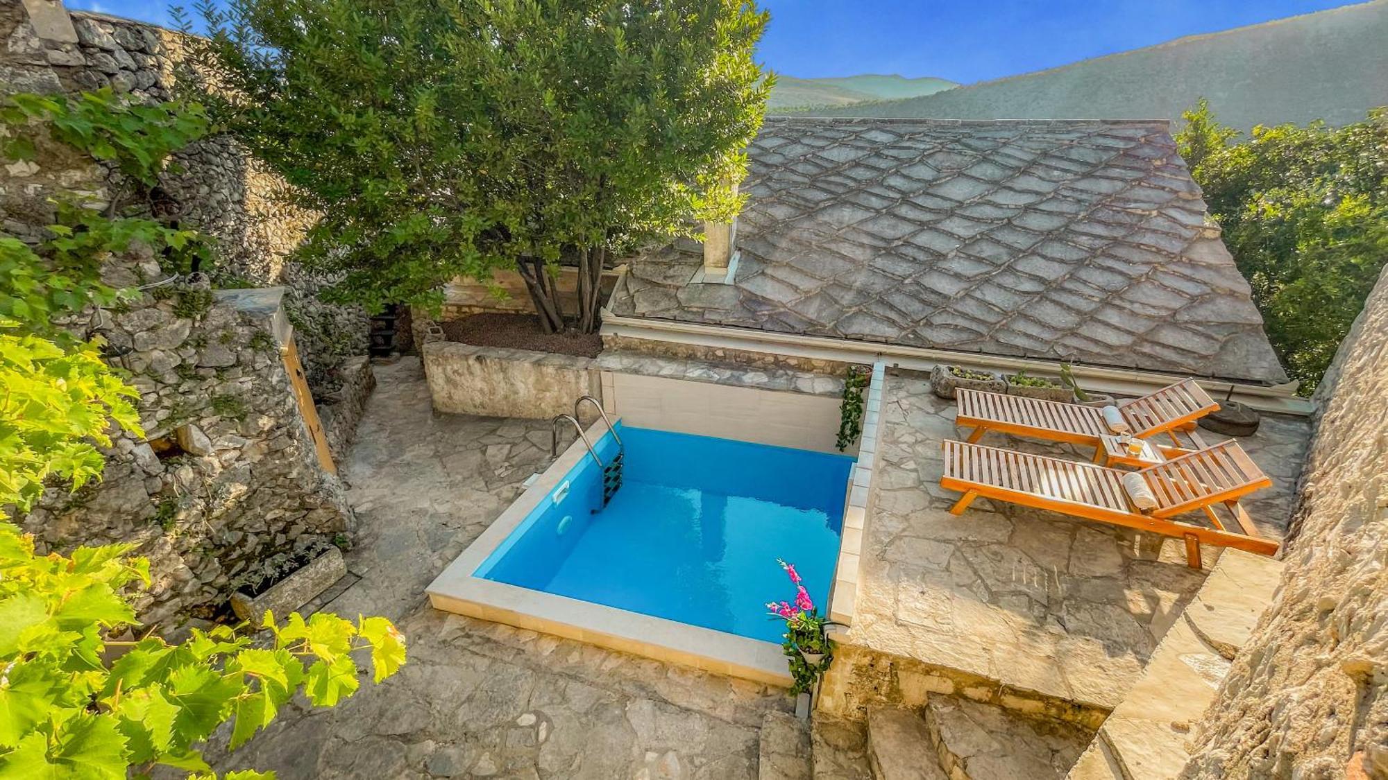 Villa Historic Pocitelj With Pool And Incredible Views On The River And Landmarks Eksteriør billede